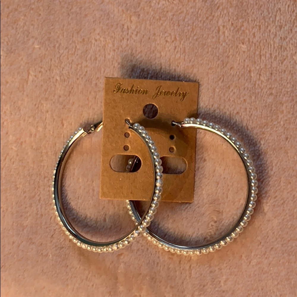 NWT Pearl Hoop Earrings